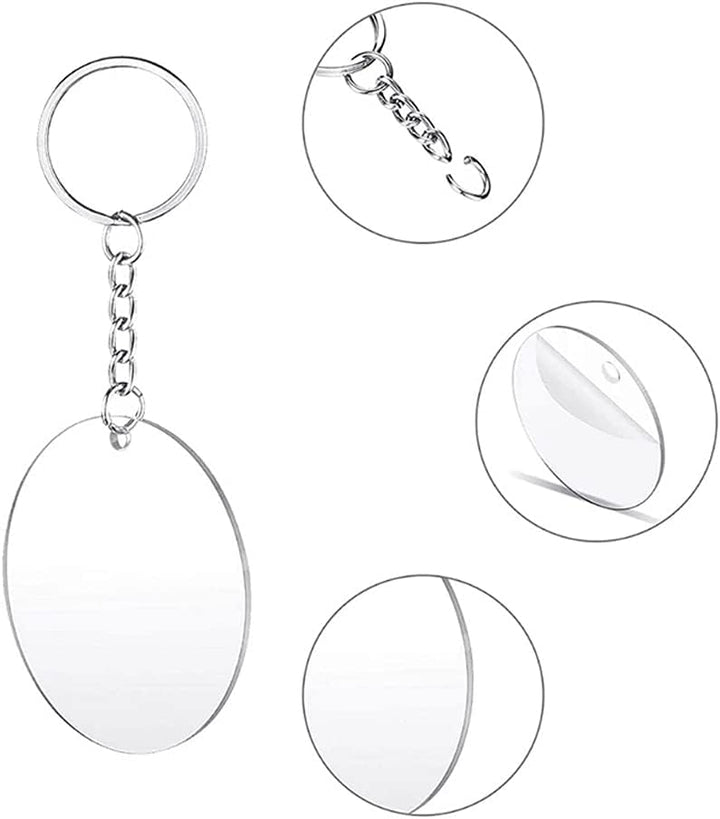 200 Stück Acryl-Schlüsselanhänger-Rohlinge, Quasten-Set, inklusive Schlüsselringen mit Kette und Bie
