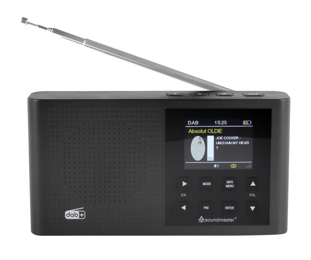 Soundmaster DAB165SW DAB+ UKW tragbares Radio Digitalradio eingebauter Akku Kopfhörerbuchse Farbdisp