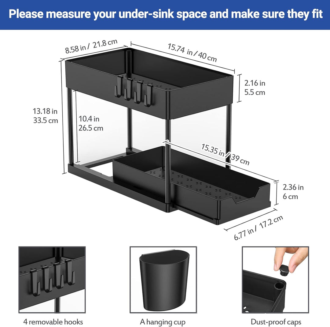 Puricon Unter Waschbecken Regal, 2 Etagen Standregal Küche Arbeitsplatte Regal Organizer, Mehrfunkti