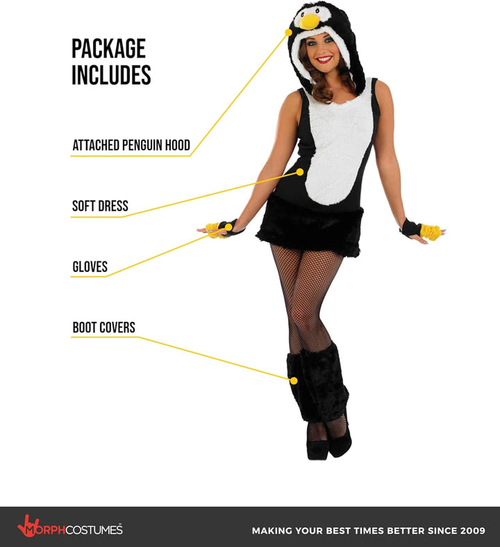 Fun Shack Schwarz Pinguin Kostüm Damen, Tierkostüm Pinguin Erwachsene, Pinguinkostüm Damen, Pinguin