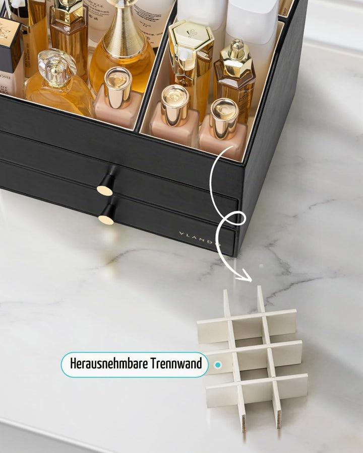VLANDO Make up Organizer mit 3 Schubladen, Schminktisch Organizer, Kosmetik Organizer, Schmink Organ