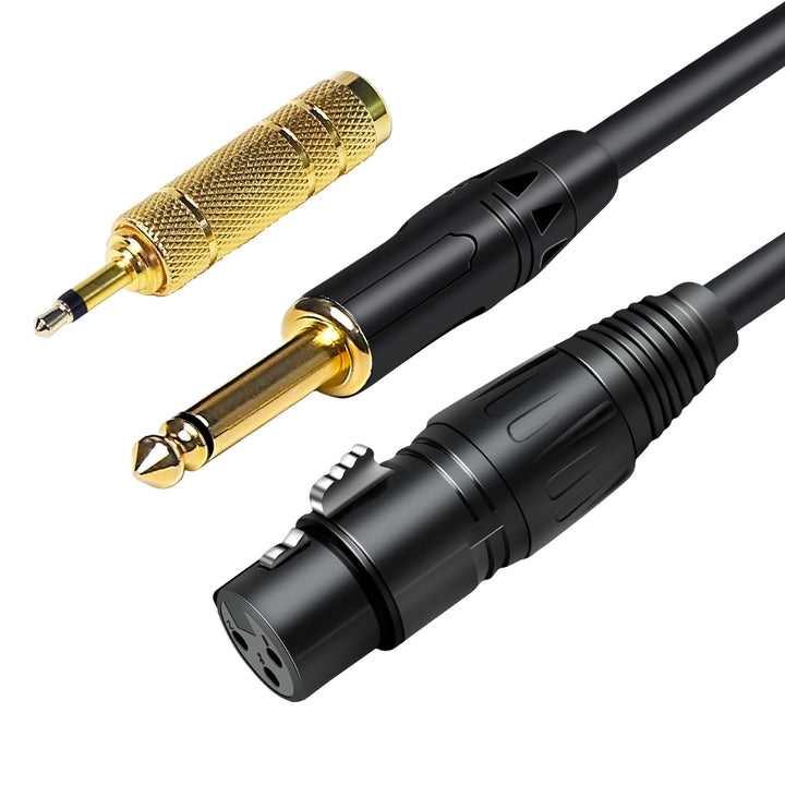 XLR-Kabel 5 m, XLR-Buchse auf 6,35 mm TS Mono mit 1/8 (3,5 mm) Adapter, XLR-Mikrofonkabel, Klinke, u