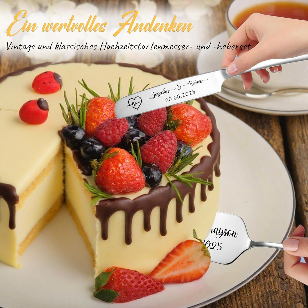 Personalisiertes Tortenmesser & Servierset mit individuellem Namen und Text - Tortenservierset & Hoc