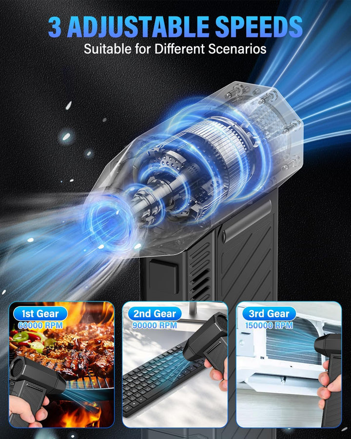 Elektrische Staubgebläse Druckluftspray, 150000 U/min Höhe Geschwindigkeit Dust Blower, Mini Compres