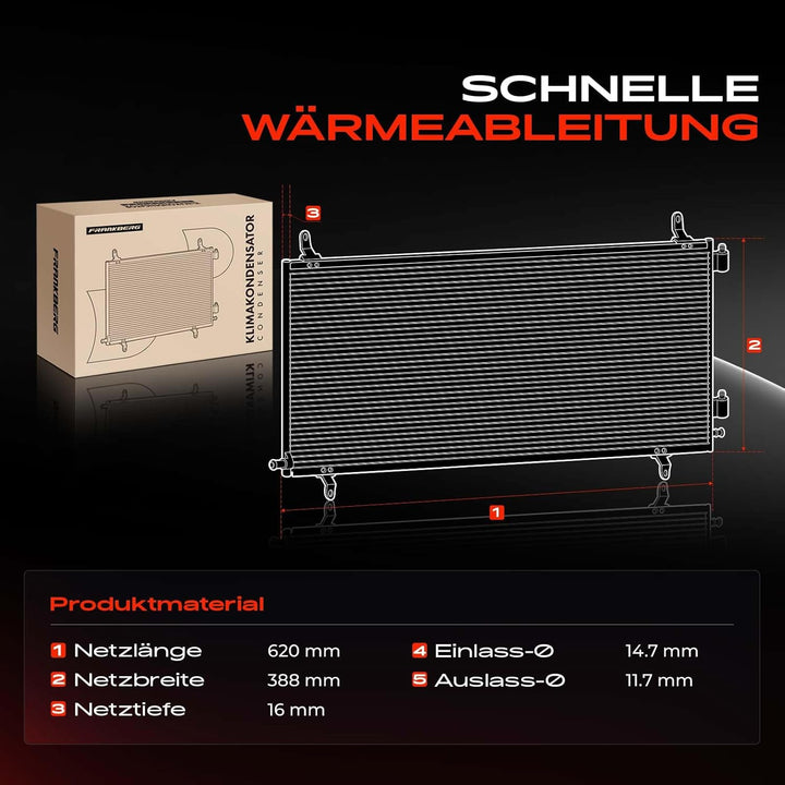 Frankberg Kondensator Klimaanlage Kompatibel mit A6 4B2 C5 1.9L 2.5L 1997-2005 A6 Avant 4B5 1.9L 2.5
