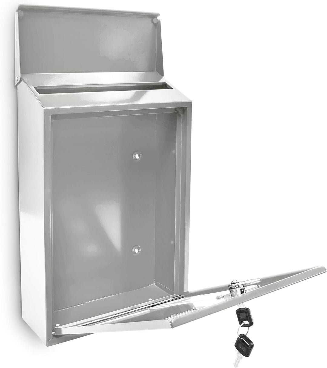 Relaxdays 10017417_W Weiss Design Briefkasten aus Metall 25x40 cm, 40 x 25 x 10 cm, Weiss