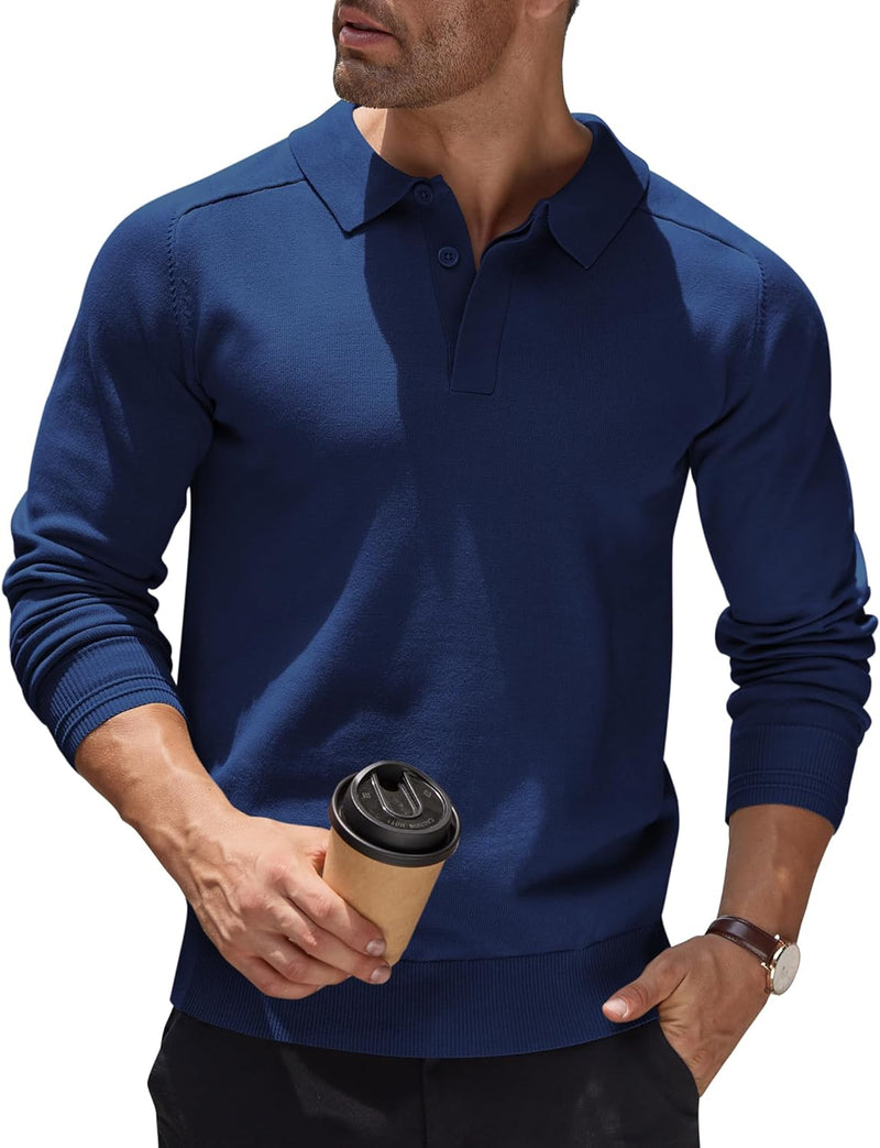 COOFANDY Herren Pullover Mit Polokragen Strick Polo Pullover Langarmshirt Strickpullover Regular Fit