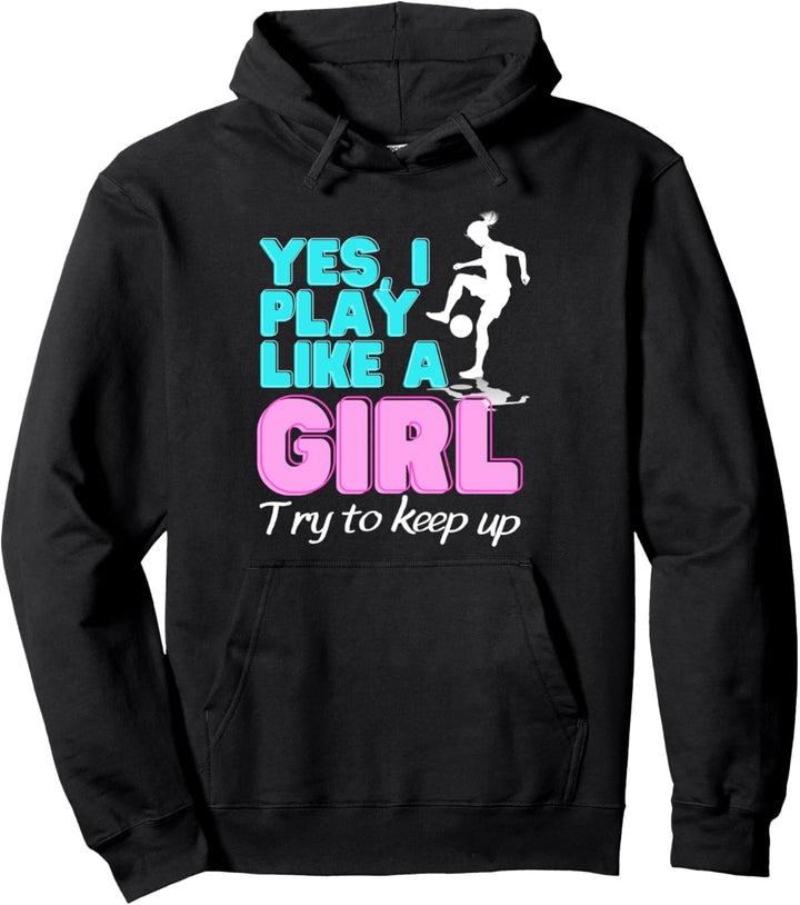 Lustige Fussballspielerin für Frauen und Mädchen Pullover Hoodie