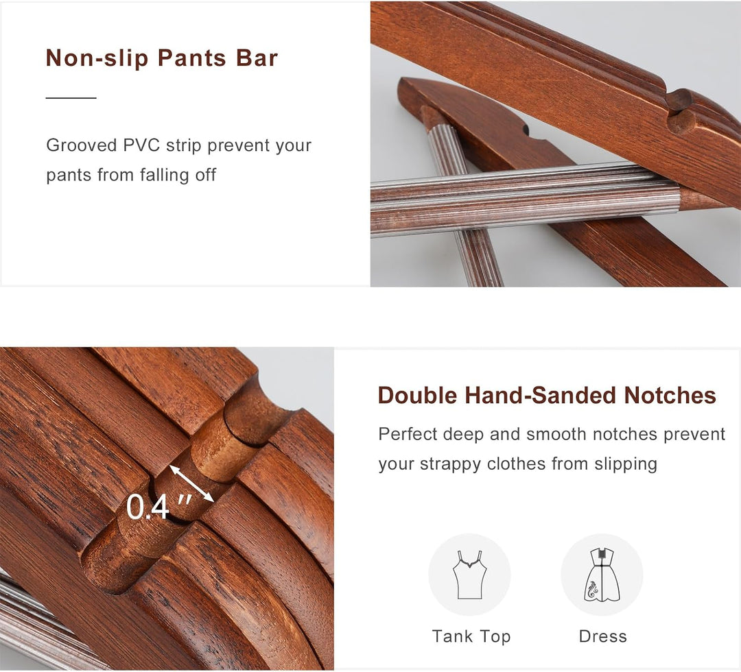 TOPIA HANGER CT34WA30 Kleiderbügel aus Holz, langlebig, mit 360 Grad drehbarem Haken, rutschfeste Ho