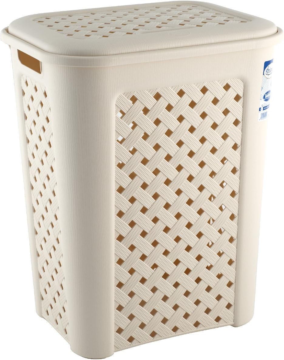 Tontarelli Arianna Wäschekorb, gelochtes Modell, Kunststoff, Beige, 50 Liter