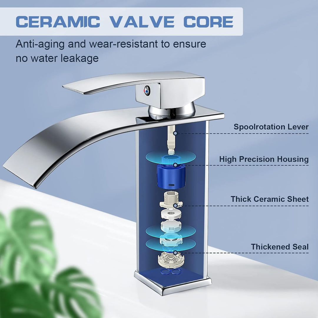Coleniny Wasserhahn Bad Wasserfall Waschtischarmatur für Badezimmer | Modern Badarmatur Einhand Wasc