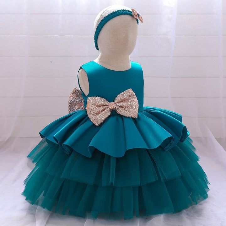 Lito Angels Elegantes Kleid Hochzeit Blumenmädchen Ballkleid Tüllkleid Taufkleid mit Stirnband für B