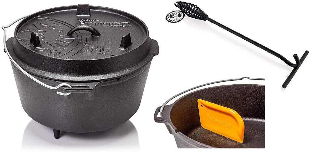 Petromax Feuertopf Starterset ft6 (Dutch Oven mit Standfüssen) inkl. Deckelheber + Schaber