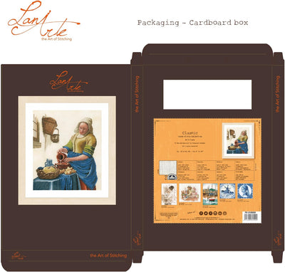 Lanarte Zählmusterpackung Milchmädchen Leinen Kreuzstichpackung, Baumwolle, Mehrfarbig, 36 x 45 x 0.