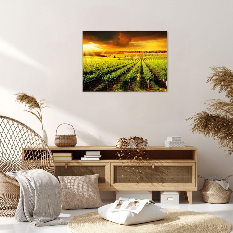 ARTTOR Bilder auf Leinwand Land Weingut Pflanzung Leinwandbild 70x50cm Wandbilder Dekoration Wohnzim