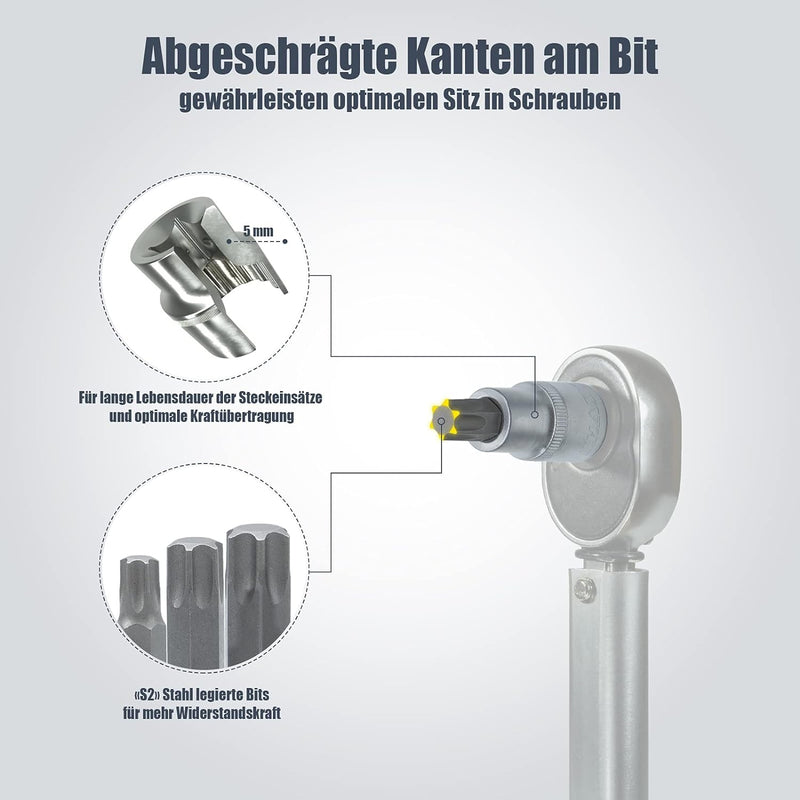 32 tlg Torx Steckschlüssel Satz T25 - T80 Innen Nüsse Bits Werkzeug Set Nuss