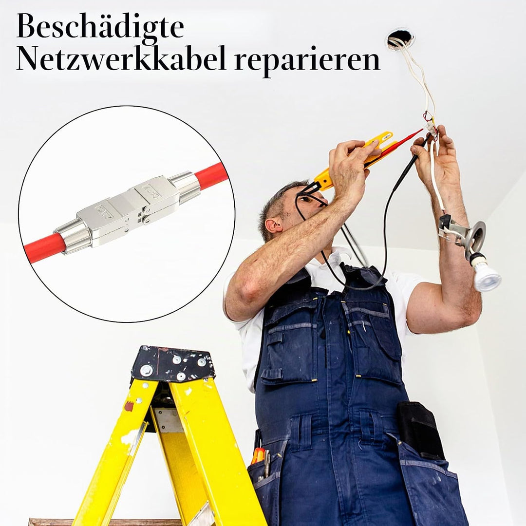 songyea 4×RJ45 Verbinder, Werkzeugloser Netzwerkkabelverbinder, RJ45 Stecker CAT5e, CAT6, CAT7 Verle