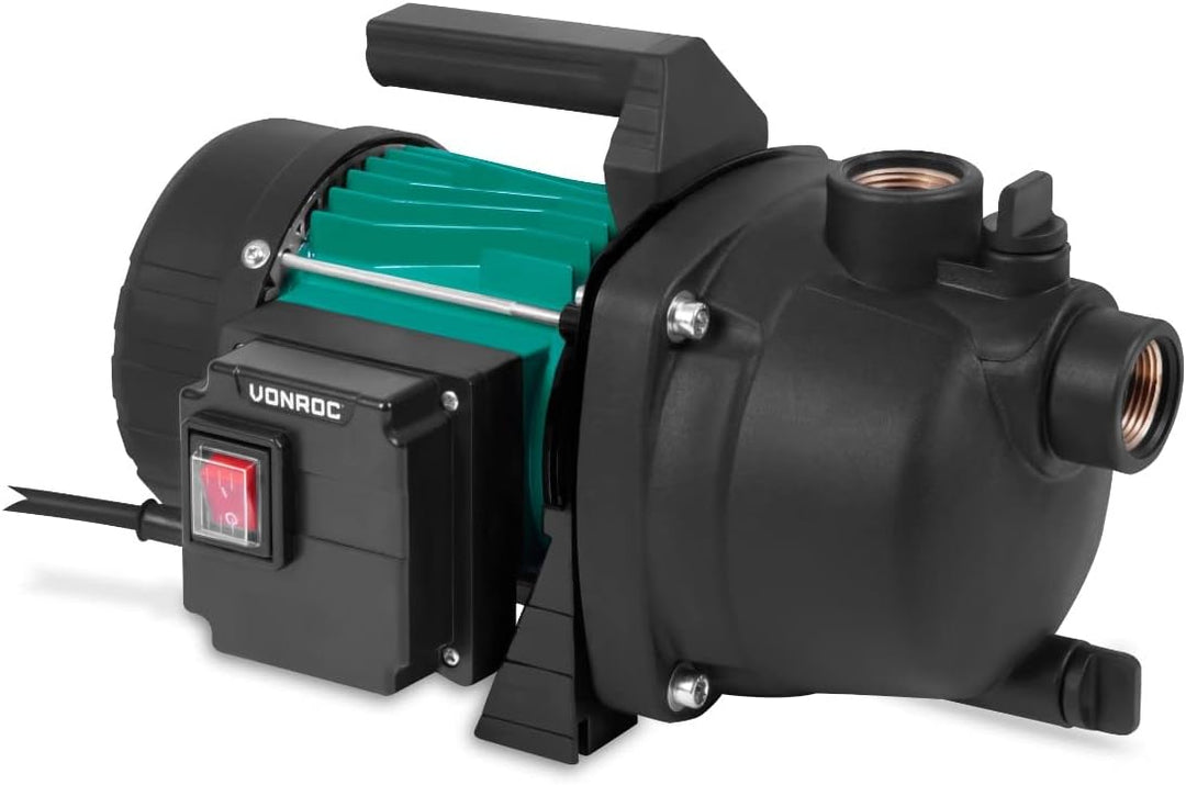VONROC Gartenpumpe/Wasserpumpe - 800W - 3300l/h - Zur Bewässerung des Gartens/Rasens Exkl. Druckscha