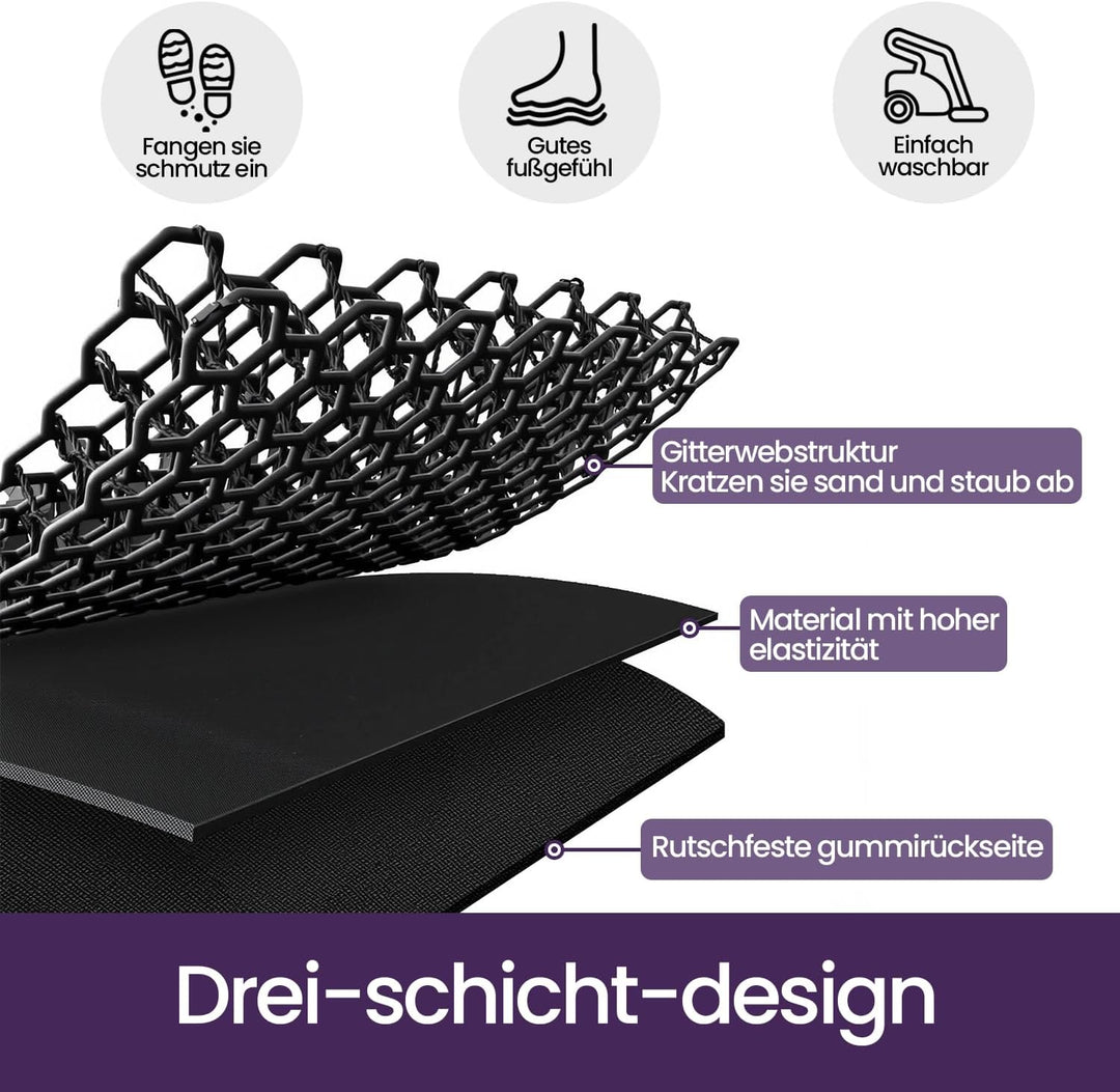 DEXI Fussmatte aussen 80 x 120 cm, rutschfeste Schmutzfangmatte, Dunkelgrau | langlebig Fussabtreter