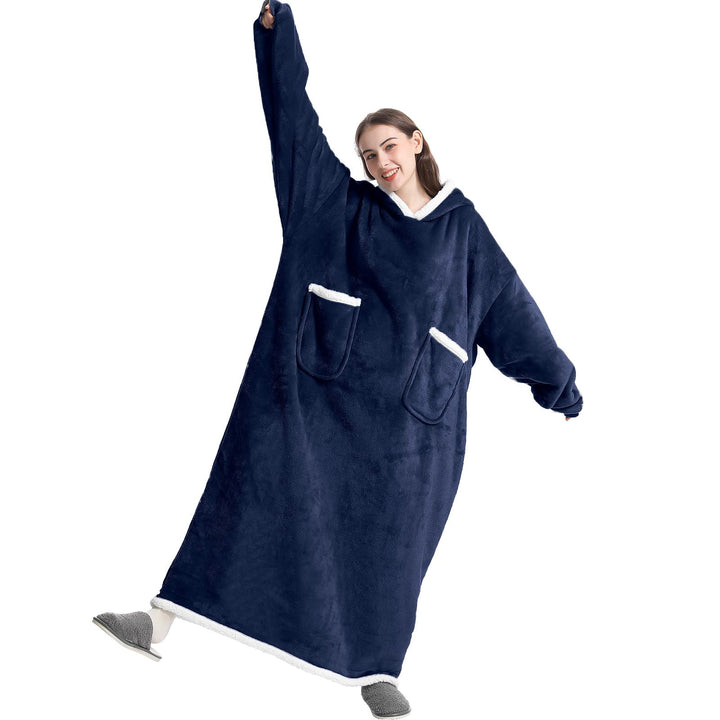 Emwwat Extra Lange Hoodie Decke, Übergrosse Sherpa Hoodie Decke für Damen und Herren, tragbare Decke