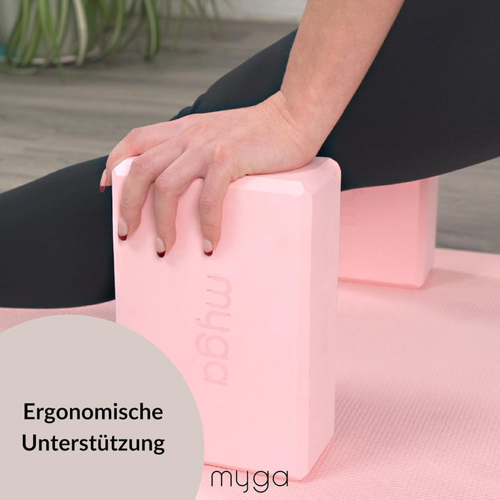 Myga Yoga Zubehör Set | 2 Rutschfeste Yoga Blöcke &amp; Verstellbarer Yoga Gurt | Perfekt für Anfänger &amp;