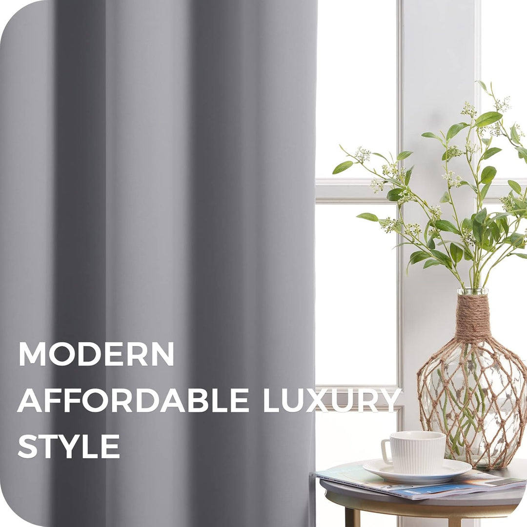 MRTREES Thermovorhang Kälteschutz Hellgrau Gardinen Blickdicht 2er Set Hellgrau 240x140 cm (HxB) Bli