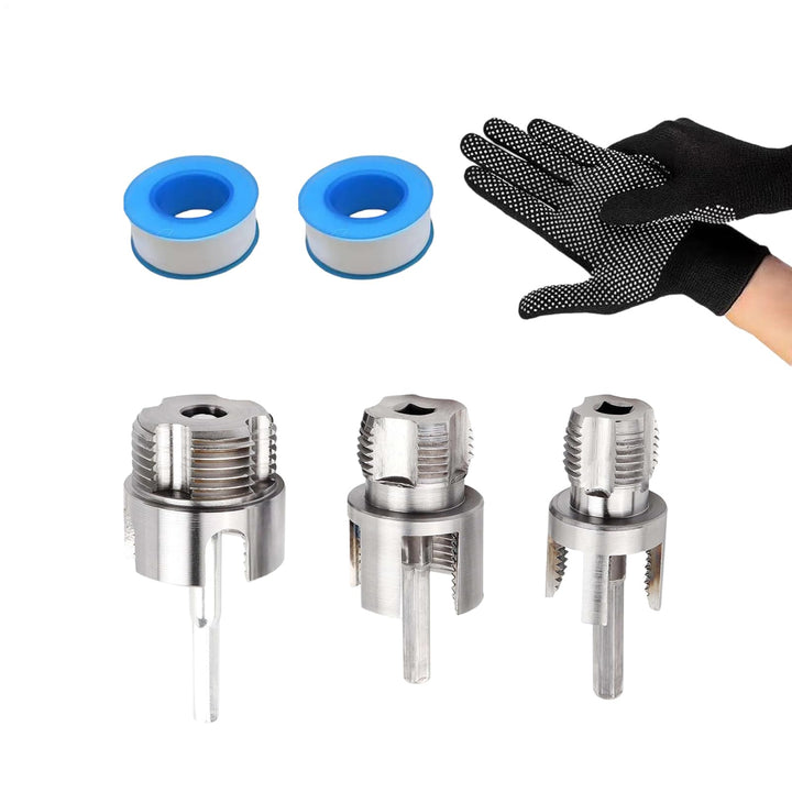 Gewindeschneider-Set für PVC-Rohre, Doppelfunktion, auslaufsicher, integriertes Gewindewerkzeug für