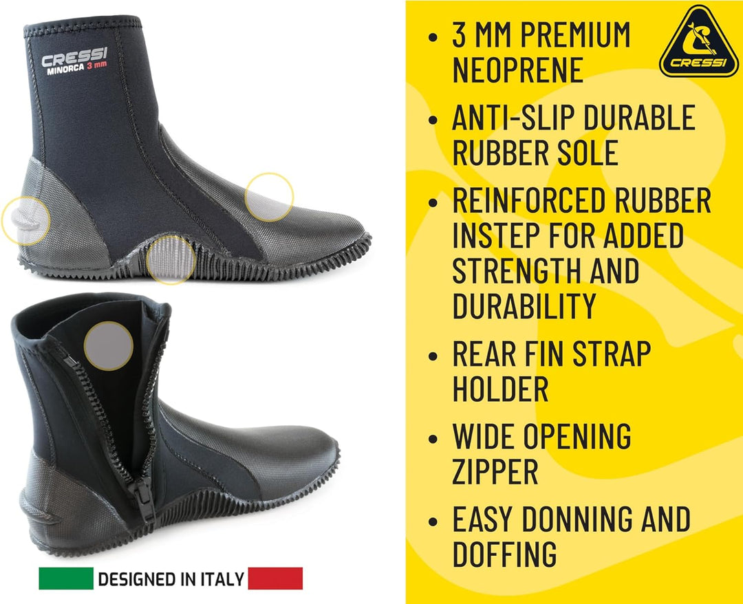 Cressi Damen Minorca Lang, Schwarz, 11 Hohe Stiefel