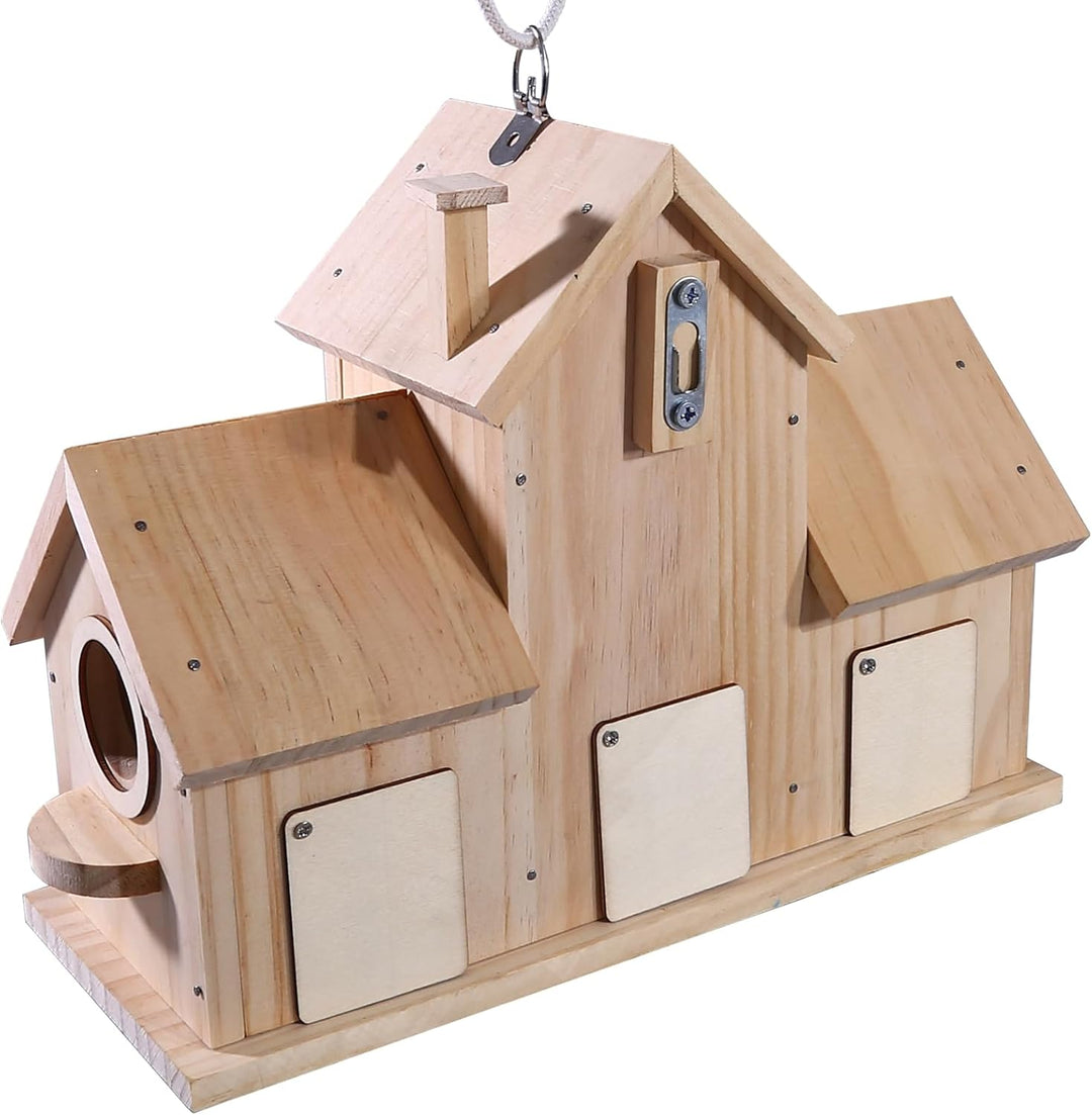 Deko-Vogelhaus aus Holz, Kiefer natur, Design mit doppeltem Eingang