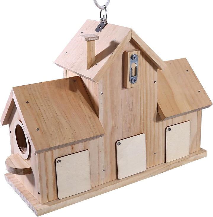 Deko-Vogelhaus aus Holz, Kiefer natur, Design mit doppeltem Eingang
