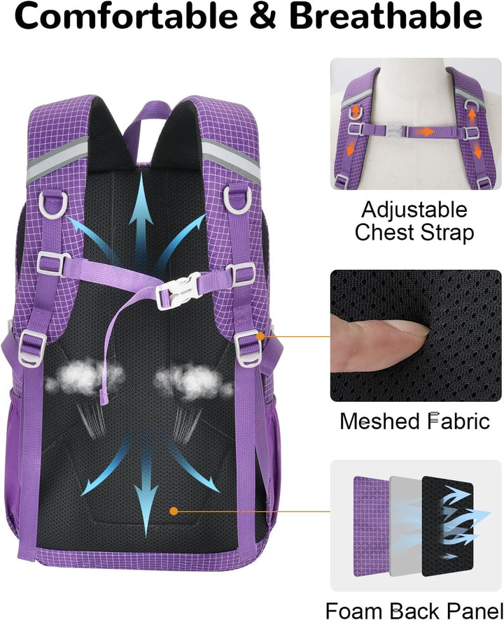 20L Klein Wanderrucksack Damen Herren, Leicht Tagesrucksack mit Rückenbelüftung 3D Air Mesh, Daypack