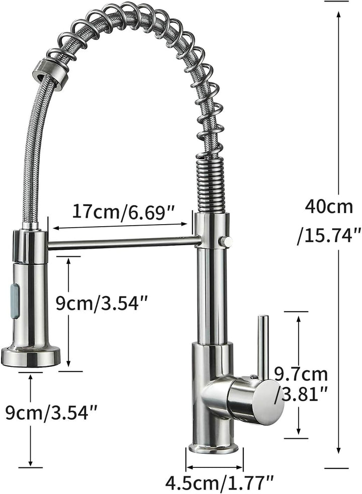 Wasserhahn Küche Hoher Bogen Hochdruck Küchenarmatur mit Herunterziehen Brause Armatur 360° Drehbar
