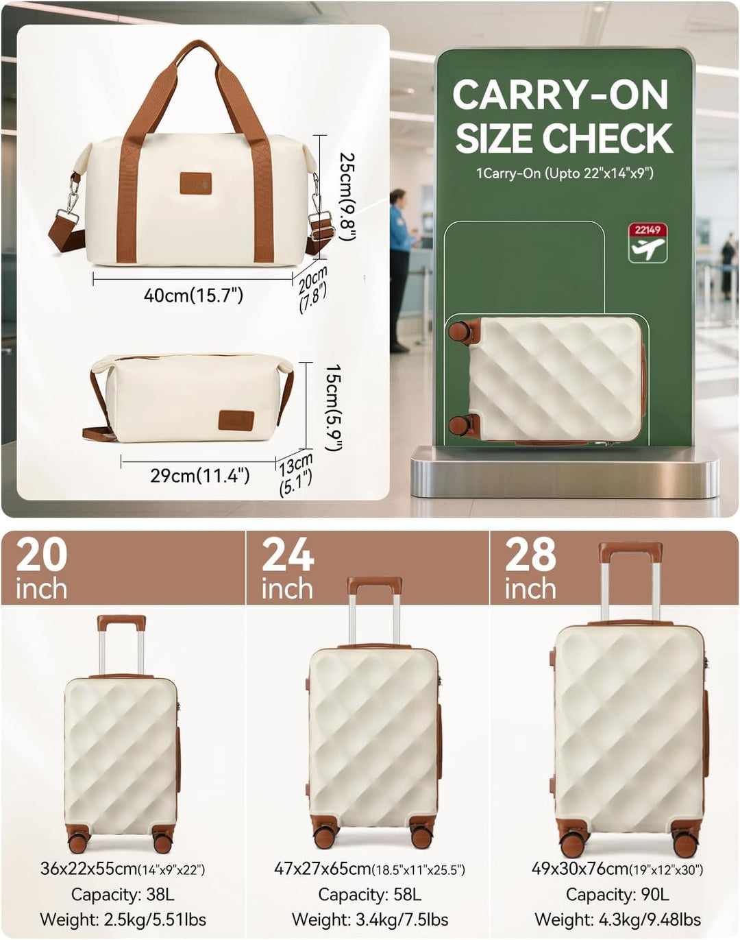 Sea choice Hardschalen Trolley Koffer Set 5tlg. Zwillingsrollen Reisekoffer Enthält 1 Reisetasche un
