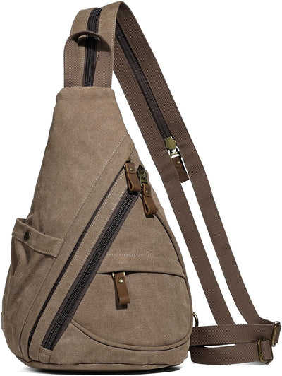KL928 Canvas Sling Bag Rucksack Damen und Herren – Schulterrucksack Umhängetasche Crossbag Verstellb