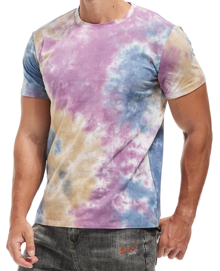 RONOMO Herren Mode Krawatte Dye T-Shirt Casual Print T-Shirt Graffiti T-Shirt S Zr Gelblila, S Zr Ge