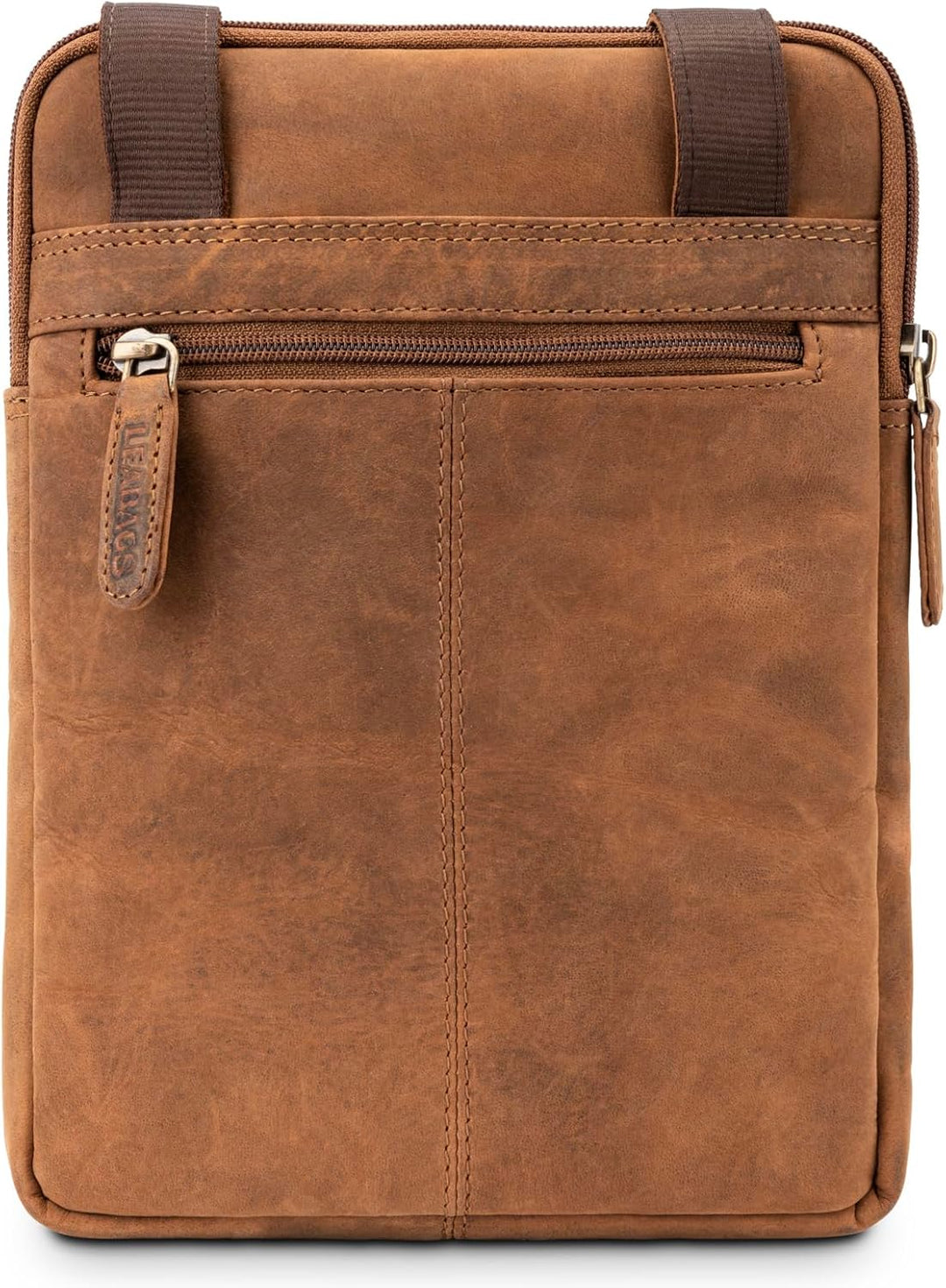 LEABAGS Detroit Umhängetasche Herren – Kleine Leder Umhängetasche 21x26 cm – Mini Crossbody Tasche m