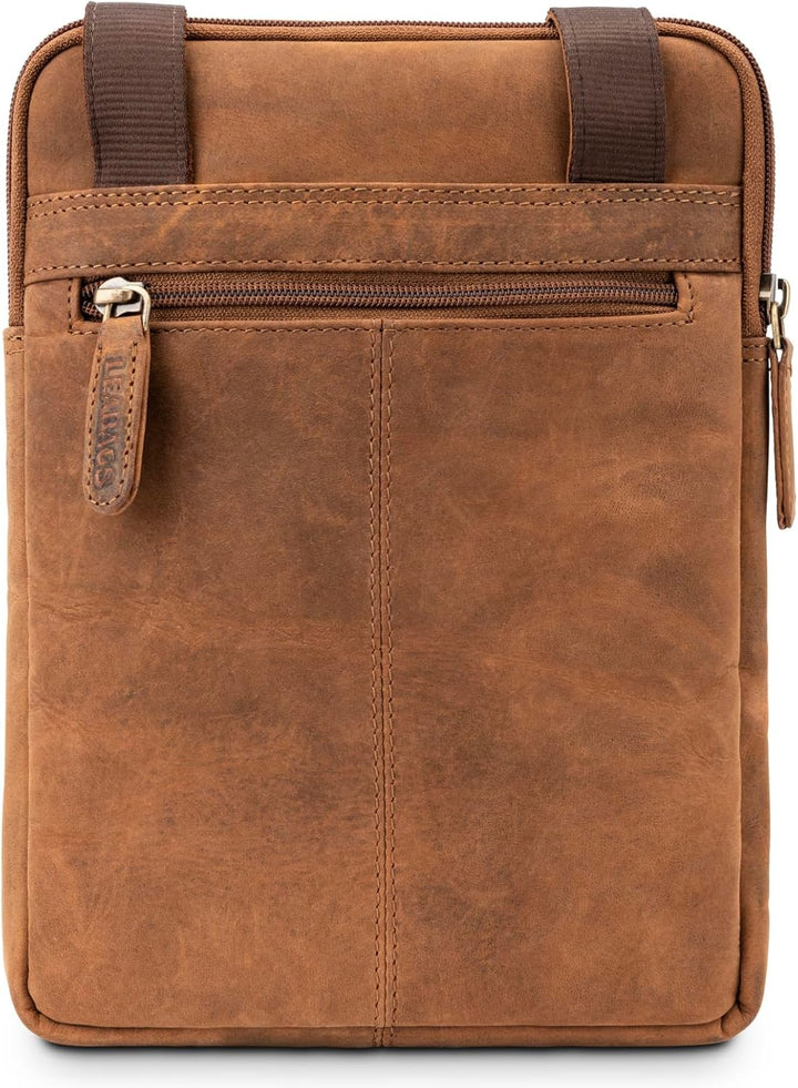 LEABAGS Detroit Umhängetasche Herren – Kleine Leder Umhängetasche 21x26 cm – Mini Crossbody Tasche m