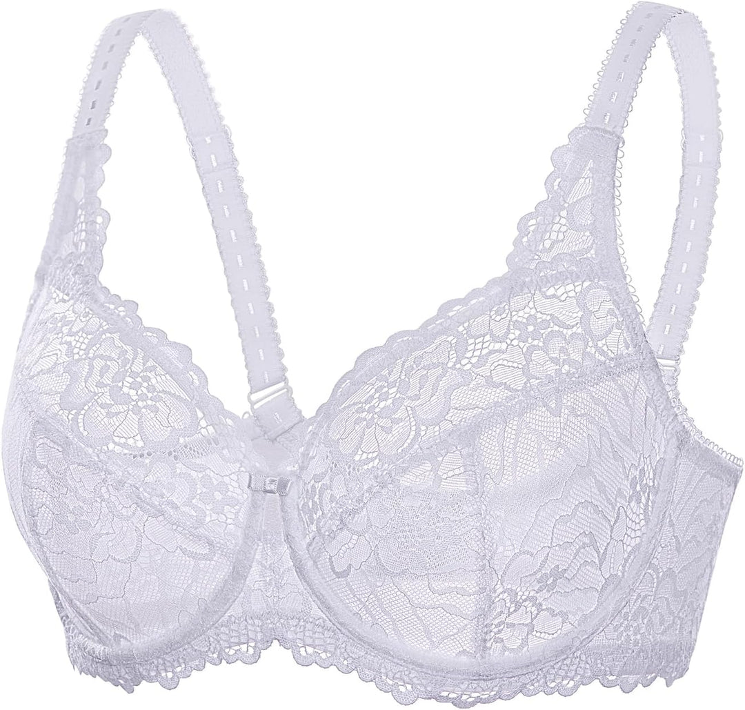 DELIMIRA Damen Minimizer BH Grosse Grössen ohne Polster Vollschalen mit Spitze 75D Weiss, 75D Weiss