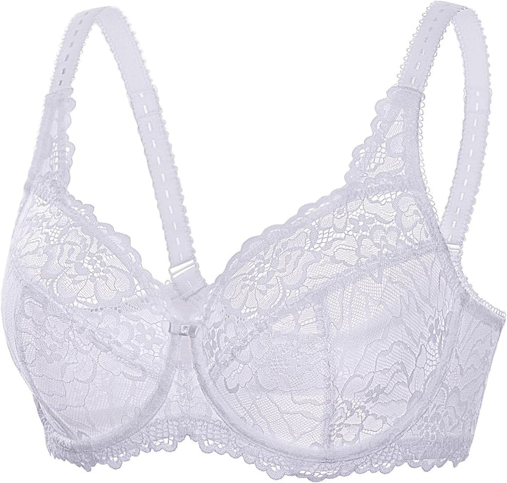 DELIMIRA Damen Minimizer BH Grosse Grössen ohne Polster Vollschalen mit Spitze 75D Weiss, 75D Weiss