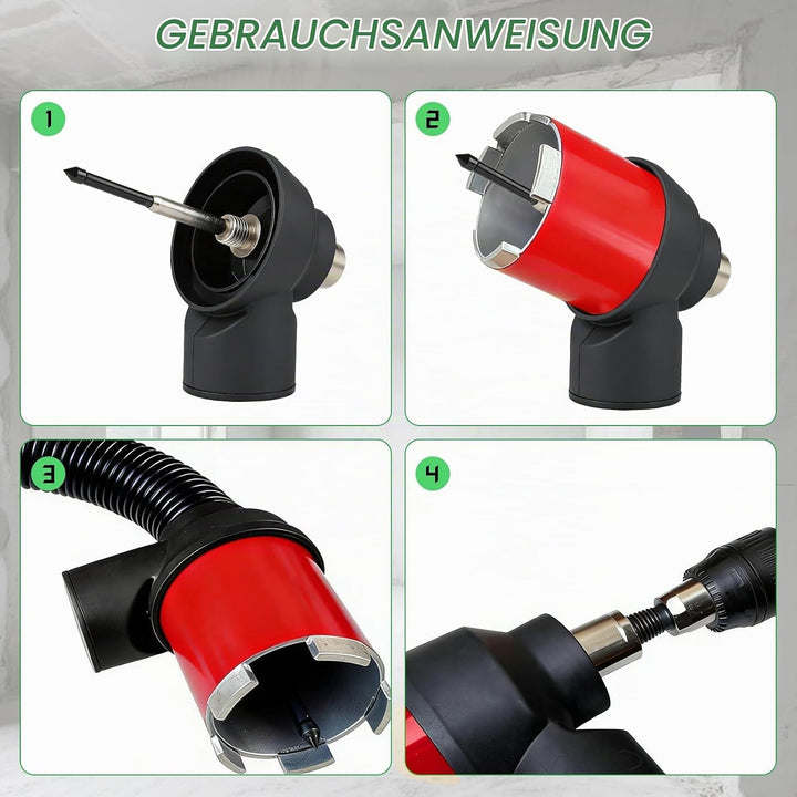 Absaugung für Dosensenker Aufnahme mit Einziehbarer Zentrierspitze, Geeignet für Staubarme Bohrarbei