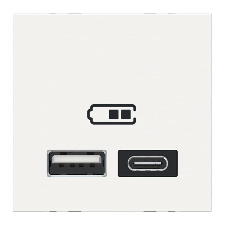 Unica - USB-Doppelladegerät - 5 V cc - 2,4 A Typ A+C - 2 Module - Blanc - Mea einzeln