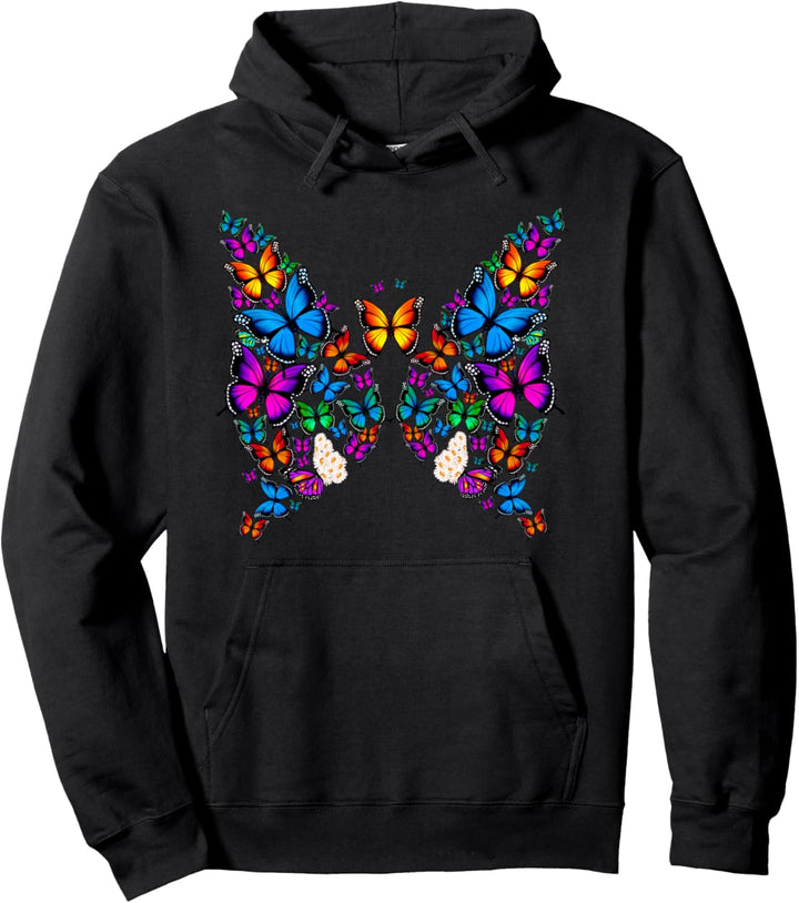 Frau Mädchen Schmetterlinge Gänseblümchen bunt Pullover Hoodie