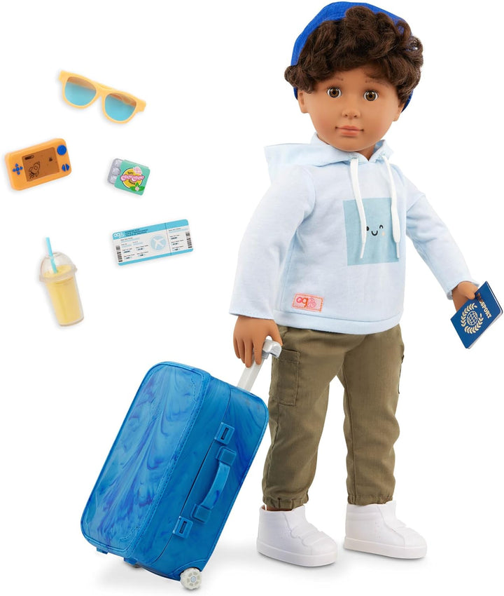 Our Generation – Milo – 46 cm Junge Puppe – Lebensechte haselnussbraune Augen & lockiges braunes Haa