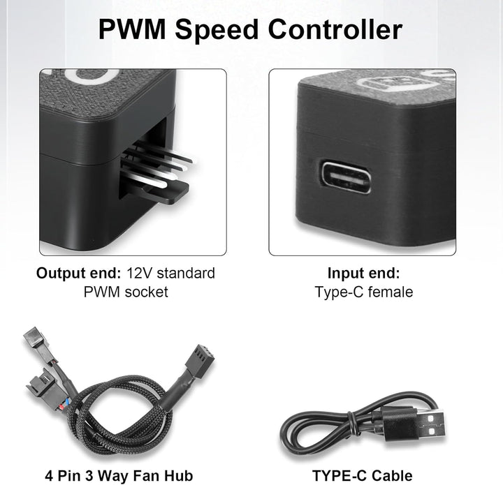 PWM Lüftersteuerung Binghe PWM Geschwindigkeitsregler 4Pin, Drehzahlregler mit 1 zu 2 Adapterkabel,