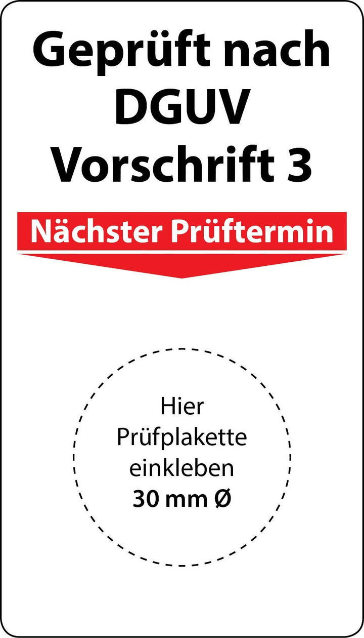 Grundplakette Geprüft nach DGUV Vorschrift 3, 100 Stück, 70 x 40 mm, Vinylfolie, selbstklebend, Grun
