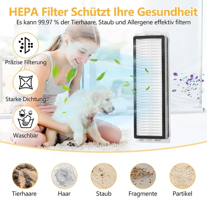 24 Stück Zubehör für Xiaomi X20 Max / X20 Pro Saugroboter, 6 Staubbeutel 6 Wischpad 1 Hauptbürste 6