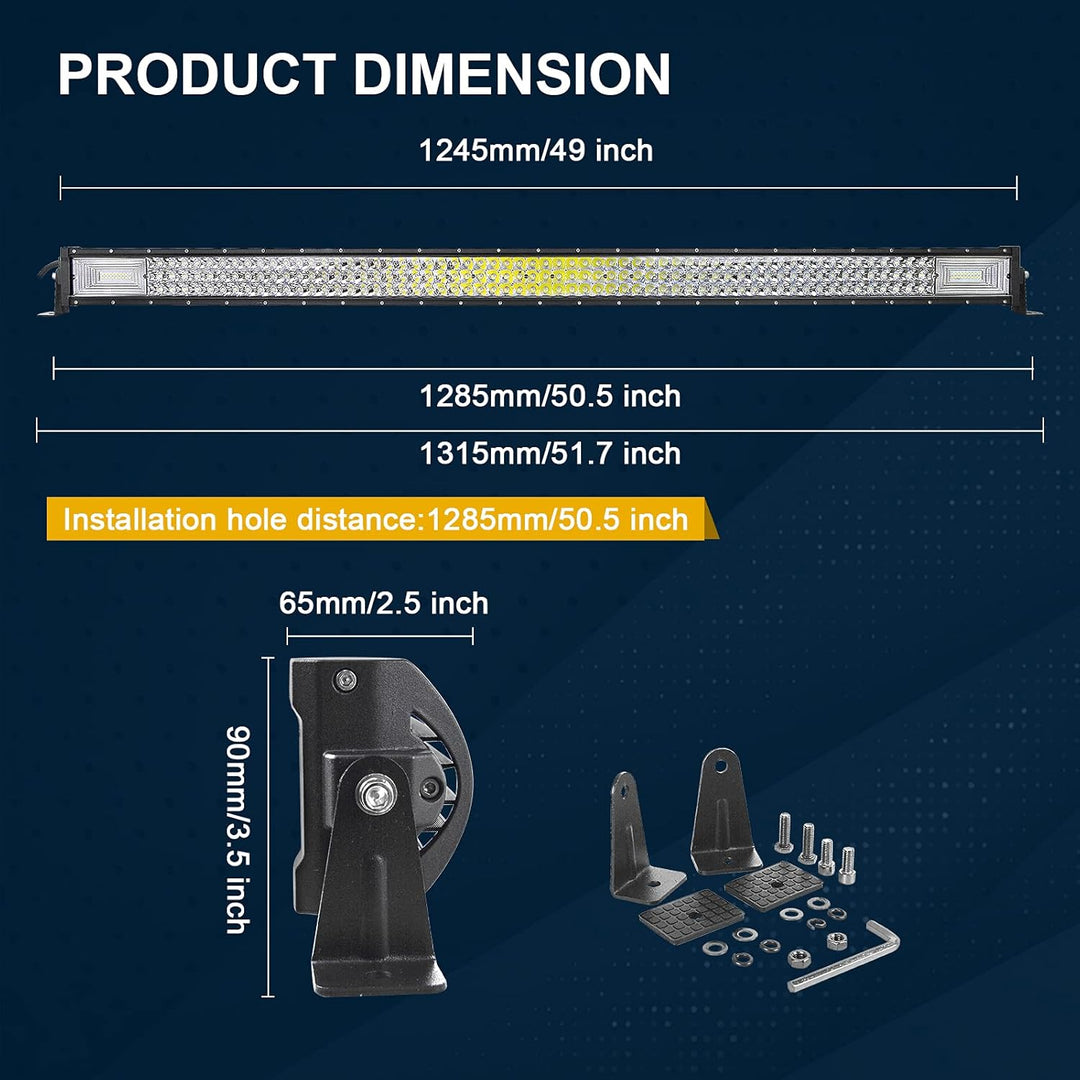 AUXTINGS LED Zusatzscheinwerfer Scheinwerfer mit 3 Reihen 127 cm 648W LED Nebelscheinwerfer, 10cm le