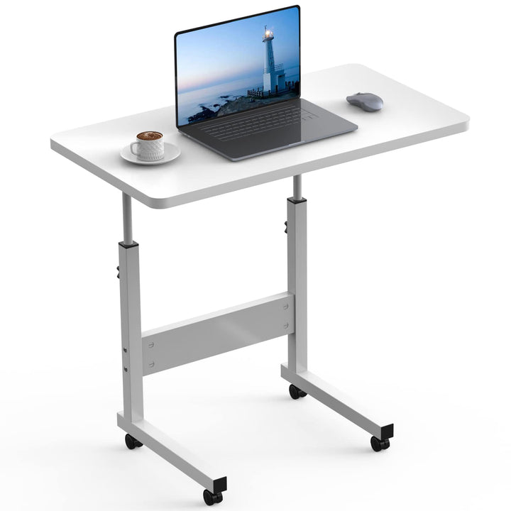 PIPIPOXER 60x40cm Laptoptisch höhenverstellbarer Schreibtisch mit drehbarer Rollen 60x40cm Computert