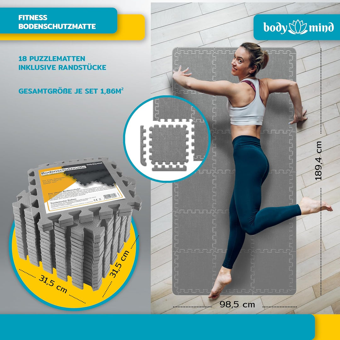 Boden-Schutzmatten XXL Set; Fitnessmatte Bodenschutz Puzzle-Matte; Unterlegmatte für Fitnessgeräte T