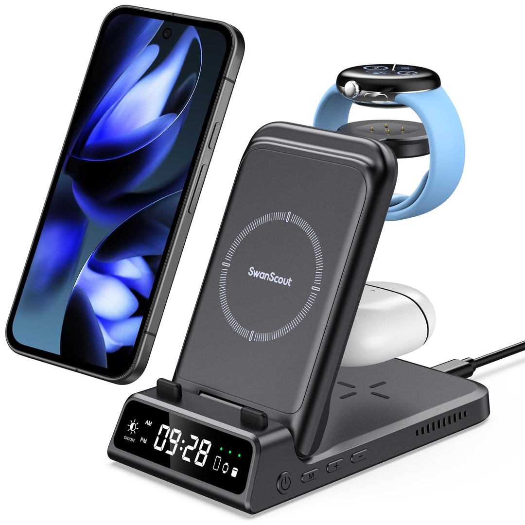 Induktive Ladestation für Google Pixel Watch 3/2, 3 in 1 Kabellose Ladegerät für Google Pixel 9a/9/8